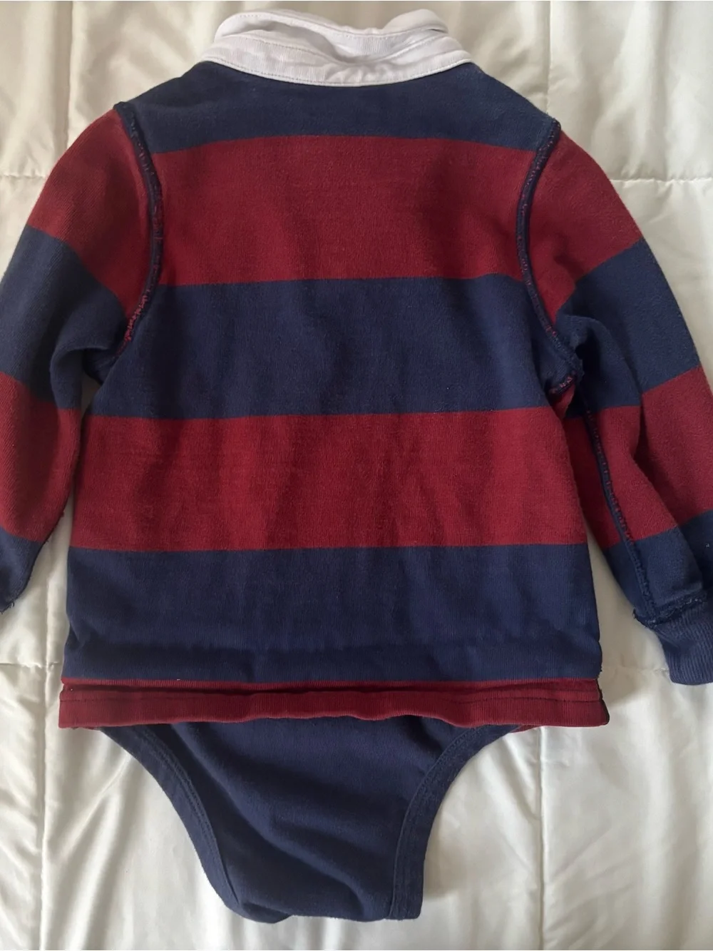 Rowing Blazers x Target Burgundy & Navy Striped Rugby Bodysuit